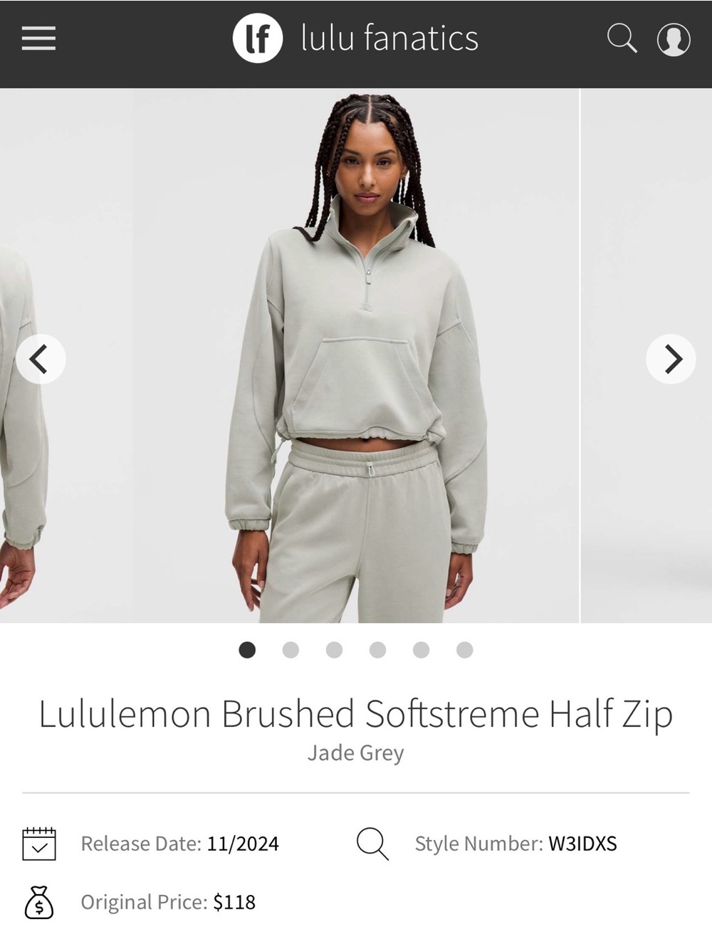 lululemon athletica Brushed Softstreme Half Zip Sweatshirt - Jade Grey